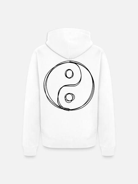 Yin und Yang handgezeichnet - Unisex Premium Bio Zip Hoodie - Weiß