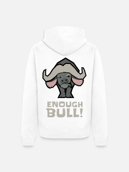 Zynischer Büffel – Genug Bull - Unisex Premium Bio Zip Hoodie - Weiß