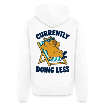  Currently Doing Less Capybara Entspannung Am - Unisex Premium Bio Zip Hoodie - Weiß - Hinten - Thijin (182cm)