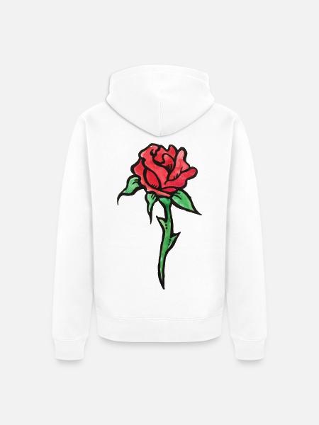 Crimson Rose Aquarell-Skizze - Unisex Premium Bio Zip Hoodie - Weiß