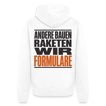 Bürokratie Satire Raketen Formulare Typo - Unisex Premium Bio Zip Hoodie - Weiß - Hinten - Thijin (182cm)