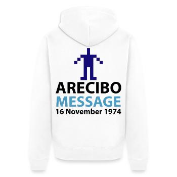 Pixel Avatar Nachricht Logo Arecibo - Unisex Premium Bio Zip Hoodie - Weiß - Hinten - Thijin (182cm)