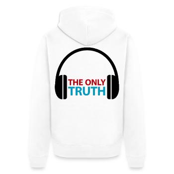 The Only Truth Bold Duo-Tone - Unisex Premium Bio Zip Hoodie - Weiß - Hinten - Thijin (182cm)