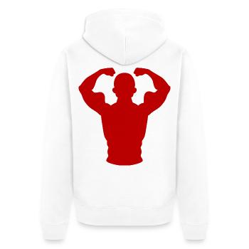 Crimson Flex Silhouette - Unisex Premium Bio Zip Hoodie - Weiß - Hinten - Thijin (182cm)