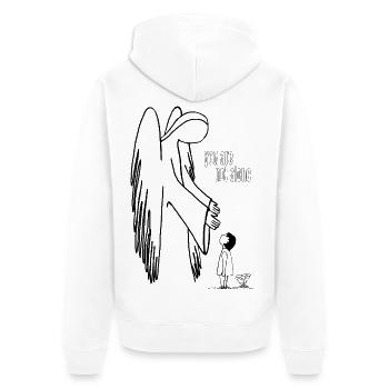 You Are Not Alone – Guardian Angel Comfort Art - Unisex Premium Bio Zip Hoodie - Weiß - Hinten - Thijin (182cm)