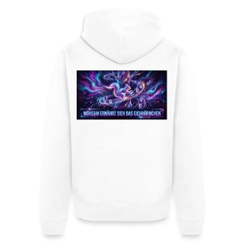 Neon-Eichhörnchen im Galaxienfluss - Unisex Premium Bio Zip Hoodie - Weiß - Hinten - Thijin (182cm)