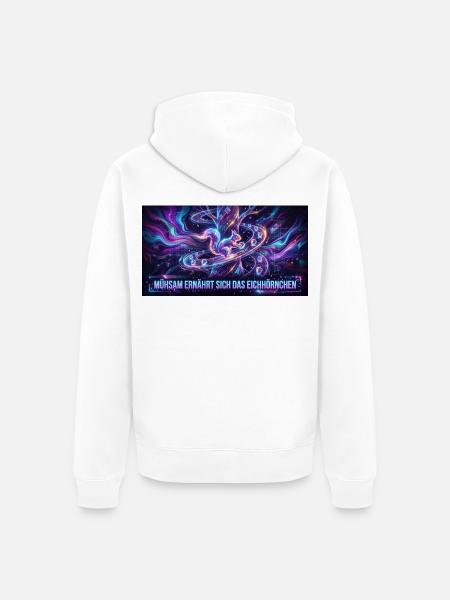 Neon-Eichhörnchen im Galaxienfluss - Unisex Premium Bio Zip Hoodie - Weiß