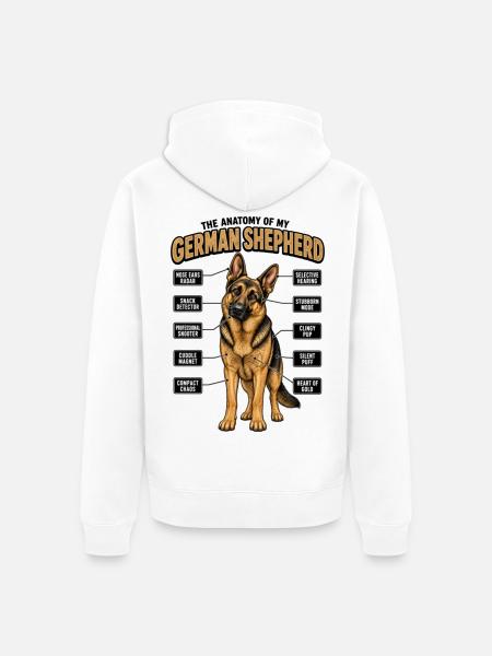 Hundehalter Geschenk Deutscher Schäferhund Gassi - Unisex Premium Bio Zip Hoodie - Weiß