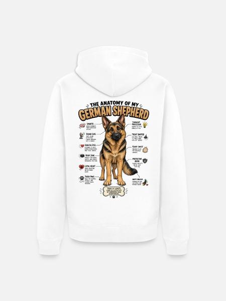 Hundehalter Geschenk Deutscher Schäferhund Gassi - Unisex Premium Bio Zip Hoodie - Weiß