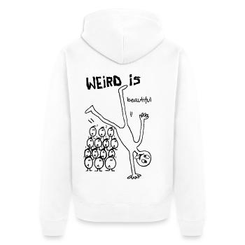 Weird is Beautiful – Be Yourself Stick Figure Art - Unisex Premium Bio Zip Hoodie - Weiß - Hinten - Thijin (182cm)