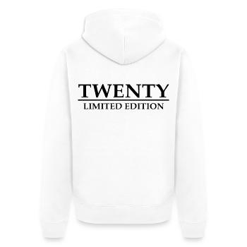 20. Geburtstag Zwanzig Limited Edition - Unisex Premium Bio Zip Hoodie - Weiß - Hinten - Thijin (182cm)