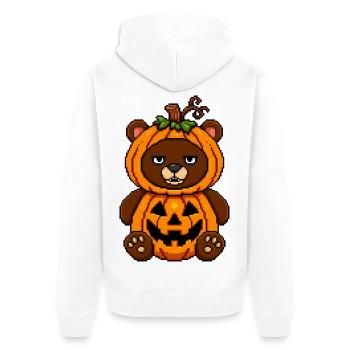 Grummeliger Kürbisbär - Unisex Premium Bio Zip Hoodie - Weiß - Hinten - Thijin (182cm)