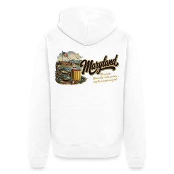 Maryland Retro Vintage Crab Old Bay Fort Design - Unisex Premium Bio Zip Hoodie - Weiß - Hinten - Thijin (182cm)