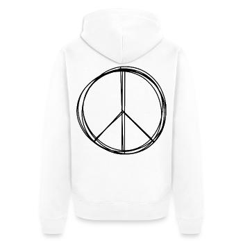 Friedenszeichen handgezeichnet - Unisex Premium Bio Zip Hoodie - Weiß - Hinten - Thijin (182cm)