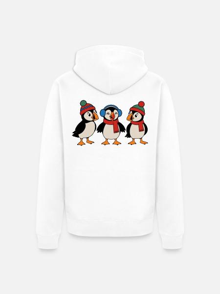 Drei Weihnachts-Papageitaucher – Weihnachten - Unisex Premium Bio Zip Hoodie - Weiß