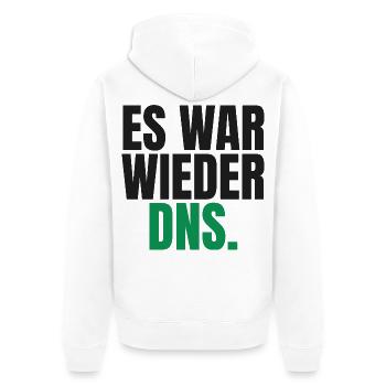 Es war wieder DNS - Unisex Premium Bio Zip Hoodie - Weiß - Hinten - Thijin (182cm)