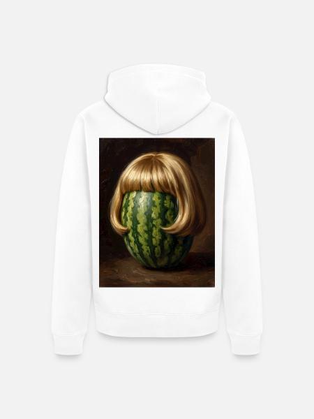 Wassermelone Bob Perücke - Unisex Premium Bio Zip Hoodie - Weiß
