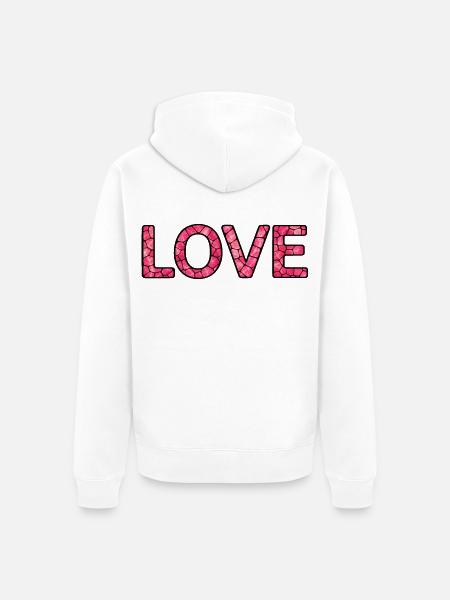 LOVE-Pink-30cm - Unisex Premium Bio Zip Hoodie - Weiß