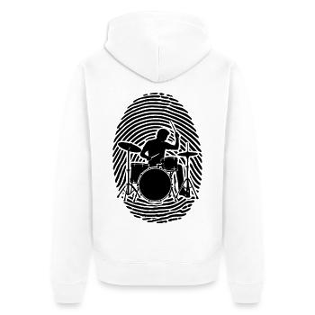 Schlagzeug Drummer Fingerabdruck Schlagzeugliebe - Unisex Premium Bio Zip Hoodie - Weiß - Hinten - Thijin (182cm)