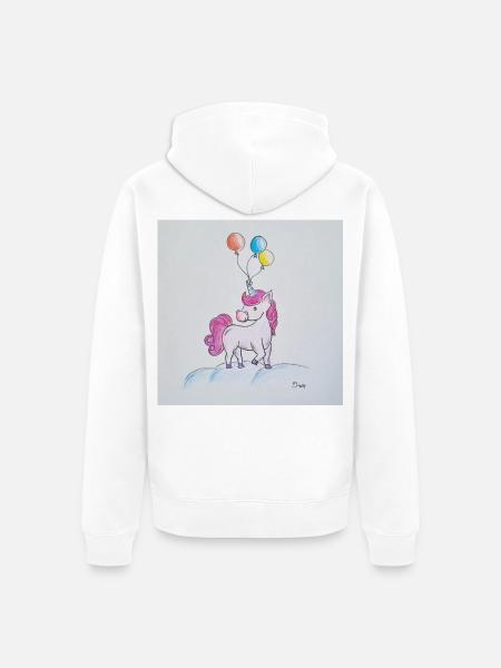 Pastell-Einhorn mit Ballons - Unisex Premium Bio Zip Hoodie - Weiß