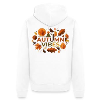 Herbststimmung: Laubfarbener Glow - Unisex Premium Bio Zip Hoodie - Weiß - Hinten - Thijin (182cm)