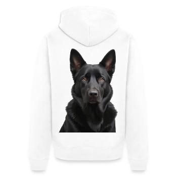 Schwarzer Schäferhund Portrait - Unisex Premium Bio Zip Hoodie - Weiß - Hinten - Thijin (182cm)