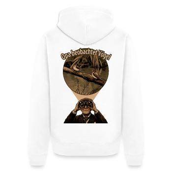 Opa beobachtet Vögel Vintage - Unisex Premium Bio Zip Hoodie - Weiß - Hinten - Thijin (182cm)