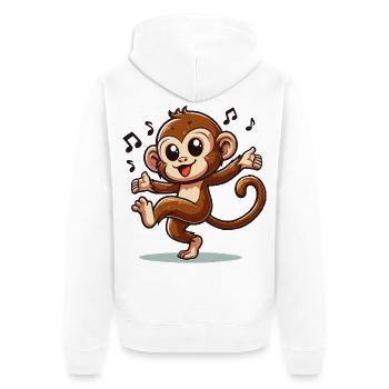 Tanzender Affe mit Musiknoten - Unisex Premium Bio Zip Hoodie - Weiß - Hinten - Thijin (182cm)
