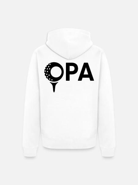 Opa mit Golfball – Schwarz - Unisex Premium Bio Zip Hoodie - Weiß
