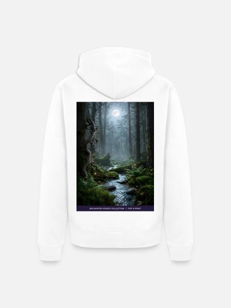 Mondnacht verzauberter Wald - Unisex Premium Bio Zip Hoodie - Weiß