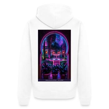 Neon-Innenhof Andalusien - Unisex Premium Bio Zip Hoodie - Weiß - Hinten - Thijin (182cm)