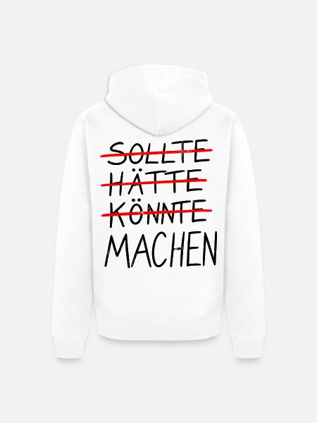 SOLLTE / HÄTTE / KÖNNTE / MACHEN - Unisex Premium Bio Zip Hoodie - Weiß