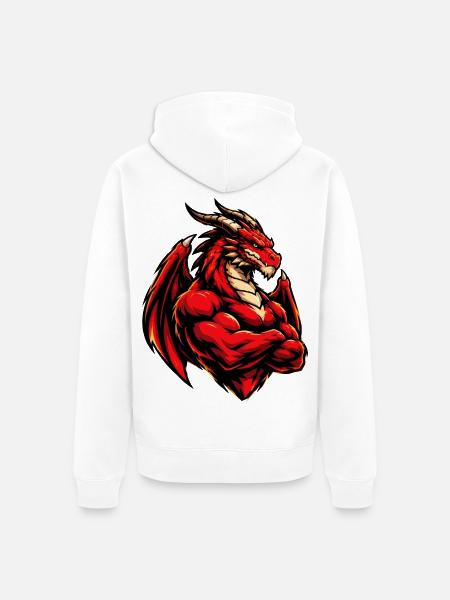 Feuerdrache Kraftbild - Unisex Premium Bio Zip Hoodie - Weiß
