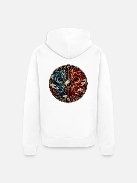 YinYang Drachenkreis - Unisex Premium Bio Zip Hoodie - Weiß