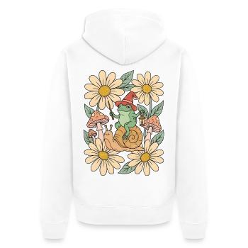 Froschzauberer reitet Schnecke Retro - Unisex Premium Bio Zip Hoodie - Weiß - Hinten - Thijin (182cm)
