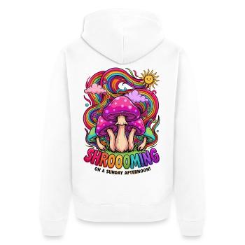 Psychedelische Pilze Neonfarben Pop Art - Unisex Premium Bio Zip Hoodie - Weiß - Hinten - Thijin (182cm)