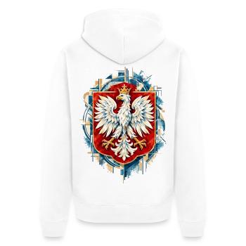 Polnischer Adler Wappen Aquarell Design - Unisex Premium Bio Zip Hoodie - Weiß - Hinten - Thijin (182cm)