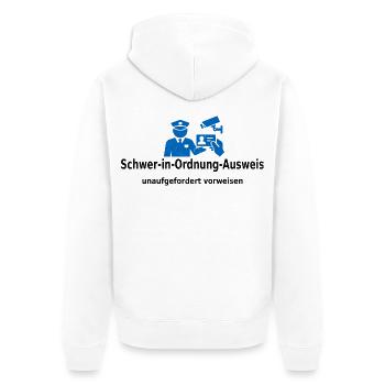 Schwer in Ordnung Ausweis – unaufgefordert vorweis - Unisex Premium Bio Zip Hoodie - Weiß - Hinten - Thijin (182cm)
