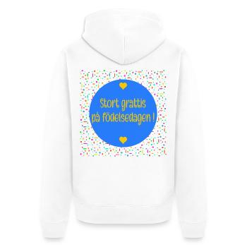 Schwedischer Geburtstag - Unisex Premium Bio Zip Hoodie - Weiß - Hinten - Thijin (182cm)