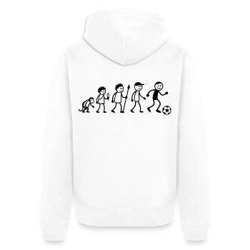  Evolution Fußballer Strichmänchen Fußballspieler - Unisex Premium Bio Zip Hoodie - Weiß - Hinten - Thijin (182cm)