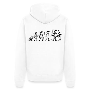  Evolution Drummer Strichmänchen Schlagzeug - Unisex Premium Bio Zip Hoodie - Weiß - Hinten - Thijin (182cm)