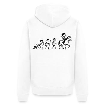  Reitsport Reiter Evolution Pferde Mädchen reiten - Unisex Premium Bio Zip Hoodie - Weiß - Hinten - Thijin (182cm)