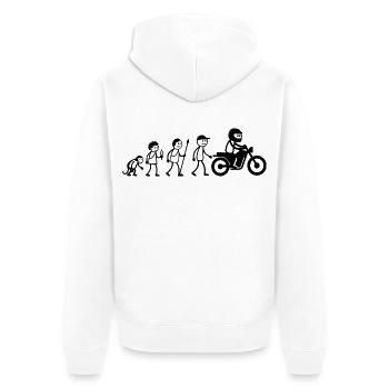  Evolution Biker Motorradfahrer Motorcycle Moped - Unisex Premium Bio Zip Hoodie - Weiß - Hinten - Thijin (182cm)