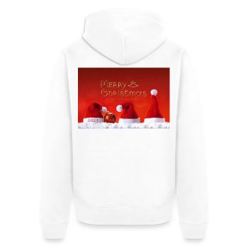 Frohe Weihnachten 2027 Hut-Trio - Unisex Premium Bio Zip Hoodie - Weiß - Hinten - Thijin (182cm)