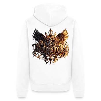 Königlicher Kontrastregen - Unisex Premium Bio Zip Hoodie - Weiß - Hinten - Thijin (182cm)