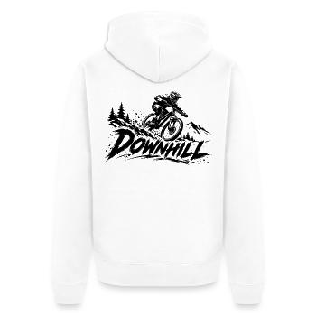 Downhill Mountainbike – MTB Motiv - Unisex Premium Bio Zip Hoodie - Weiß - Hinten - Thijin (182cm)