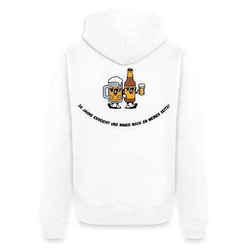 50 Jahre und an meiner Seite, lustiges Design 50. - Unisex Premium Bio Zip Hoodie - Weiß - Hinten - Thijin (182cm)