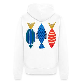 Volkskunst Fisch Meeresozean Abstraktes Grafik-Tee - Unisex Premium Bio Zip Hoodie - Weiß - Hinten - Thijin (182cm)