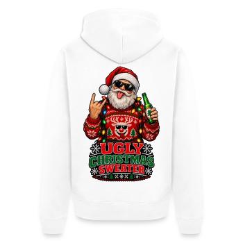 Punk-Santa Ugly Xmas Sweater - Unisex Premium Bio Zip Hoodie - Weiß - Hinten - Thijin (182cm)