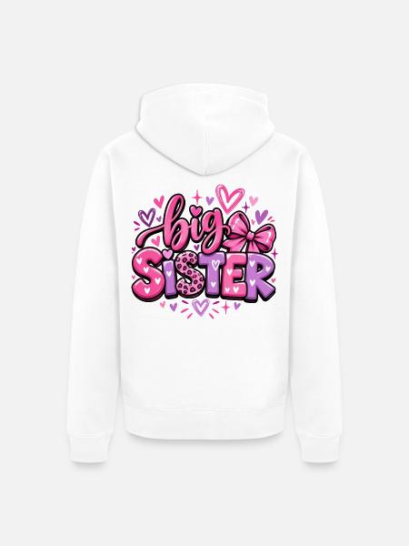 Big Sister - Große Schwester - Geschwister - Unisex Premium Bio Zip Hoodie - Weiß